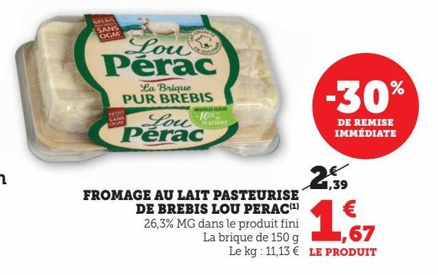 FROMAGE AU LAIT PASTEURISE DE BREBIS LOU PERAC