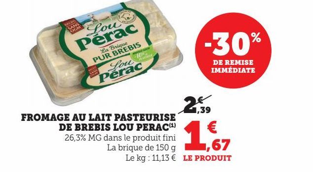 FROMAGE AU LAIT PASTEURISE DE BREBIS LOU PERAC