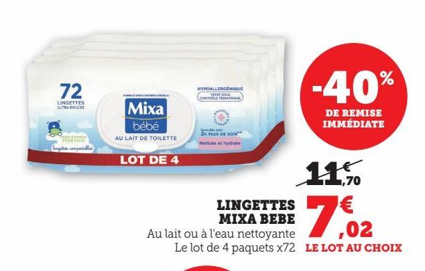 LINGETTES MIXA BEBE