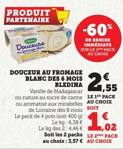 DOUCEUR AU FROMAGE BLANC DES 6 MOIS BLEDINA