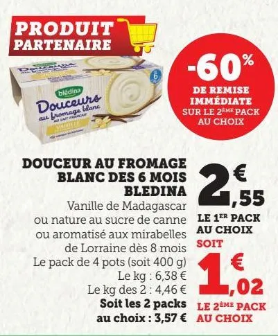 douceur au fromage blanc des 6 mois bledina