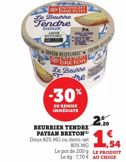 BEURRIER TENDRE PAYSAN BRETON