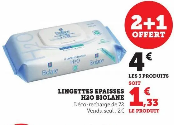 lingettes epaisses h2o biolane