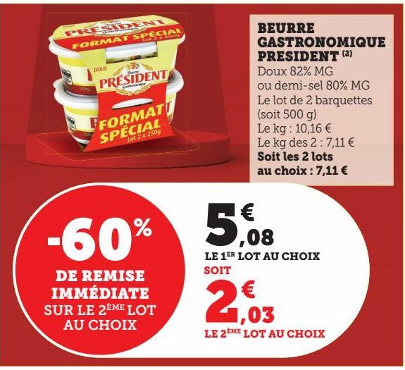 BEURRE GASTRONOMIQUE PRESIDENT