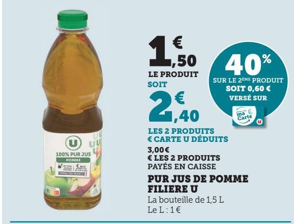 PUR JUS DE POMME FILIERE U 