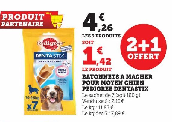 BATONNETS A MACHER POUR MOYEN CHIEN PEDIGREE DENTASTIX