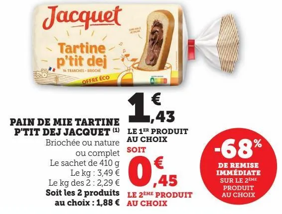 pain de mie tartine p'tit dej jacquet