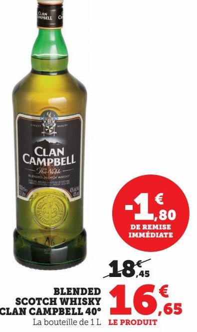 BLENDED SCOTCH WHISKY CLAN CAMPBELL 40° 