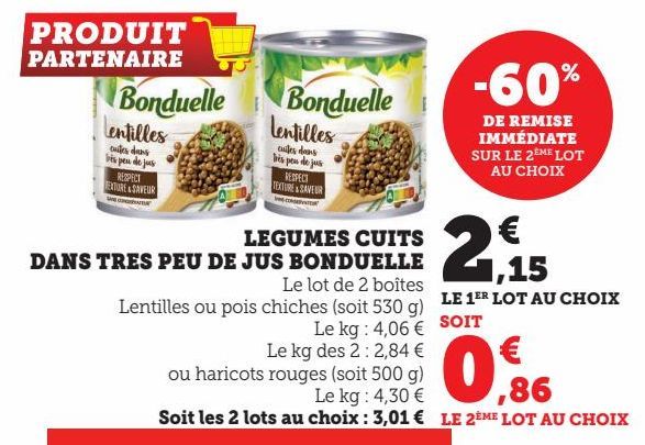 LEGUMES CUITS DANS TRES PEU DE JUS BONDUELLE