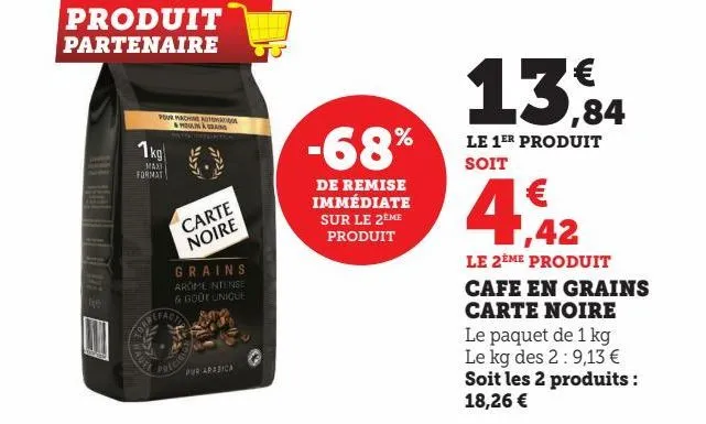 Promo Cafe grain carte noire chez Auchan