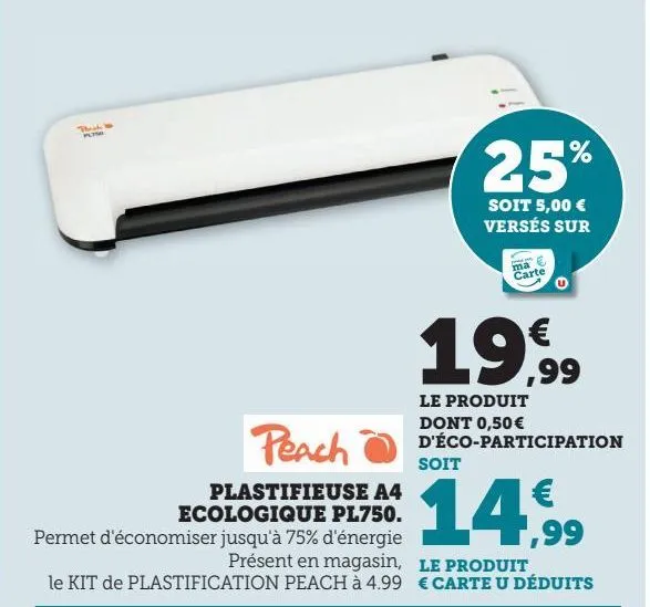 plastifieuse a4 ecologique pl750. 