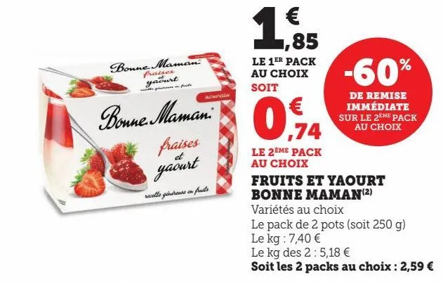 fruits et yaourt bonne maman 