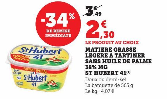 MAITIERE GRASSE LEGERE A TARTINER SANS HUILE DE PALME 38% MG ST HUBERT 41(1)
