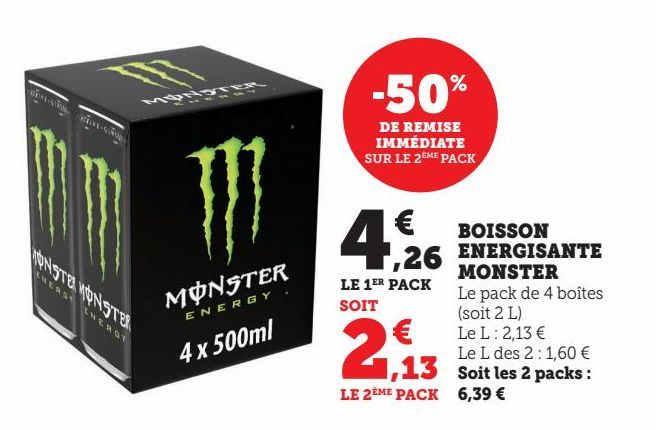 BOISSON ENERGISANTE MONSTER 