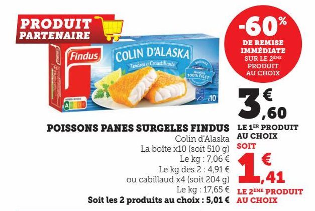 POISSONS PANES SURGELES FINDUS 