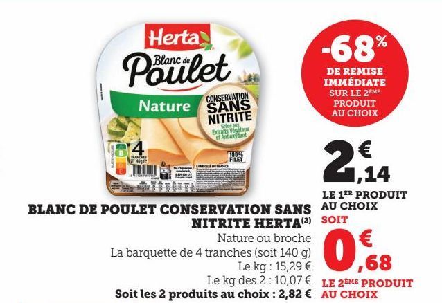 BLANC DE POULET CONSERVATION SANS NITRITE HERTA(2)