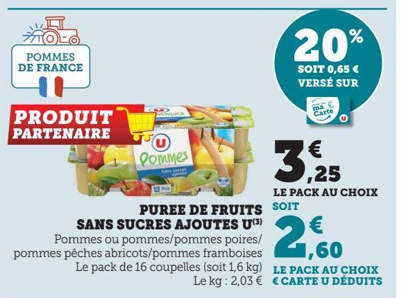 PUREE DE FRUITS SANS SUCRES AJOUTES U(3)