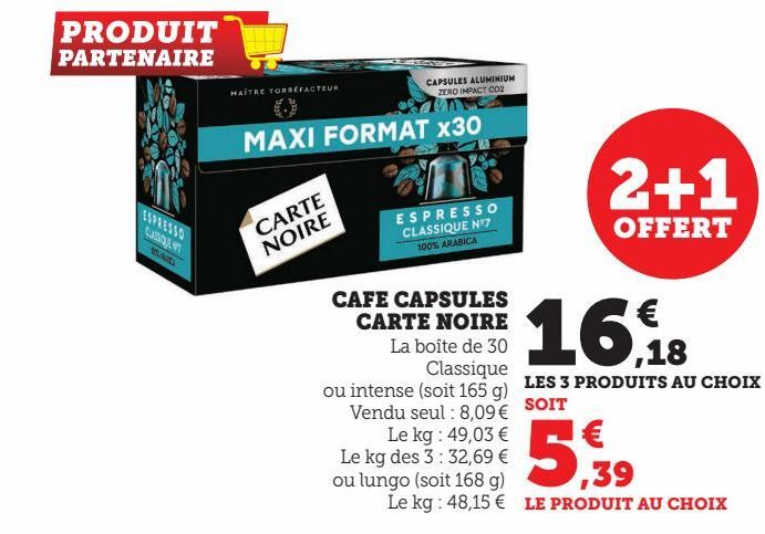 CAFE CAPSULES CARTE NOIRE 