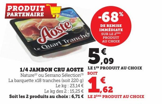 1/4 JAMBON CRU AOSTE 