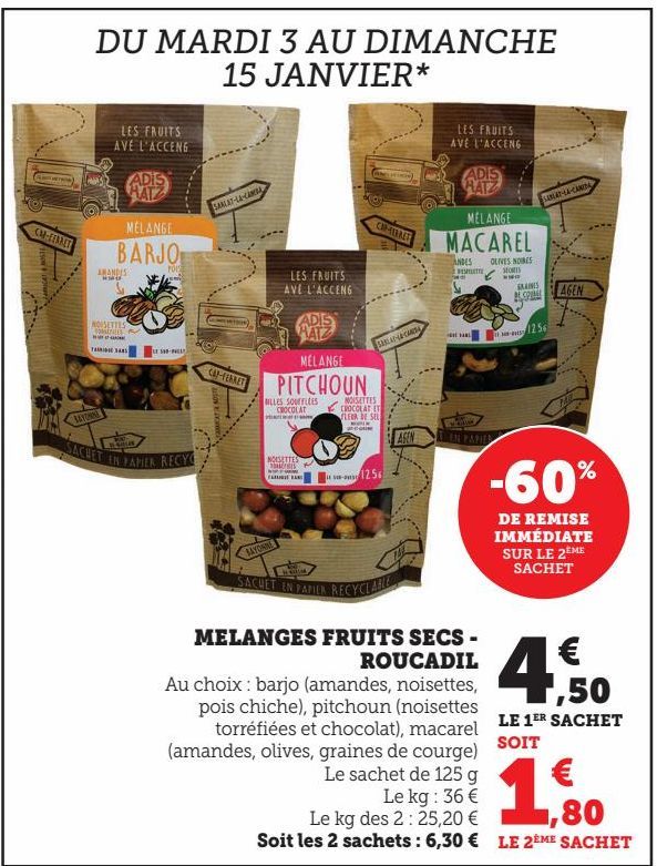 MRLANGES FRUITS SECS ROUCADIL