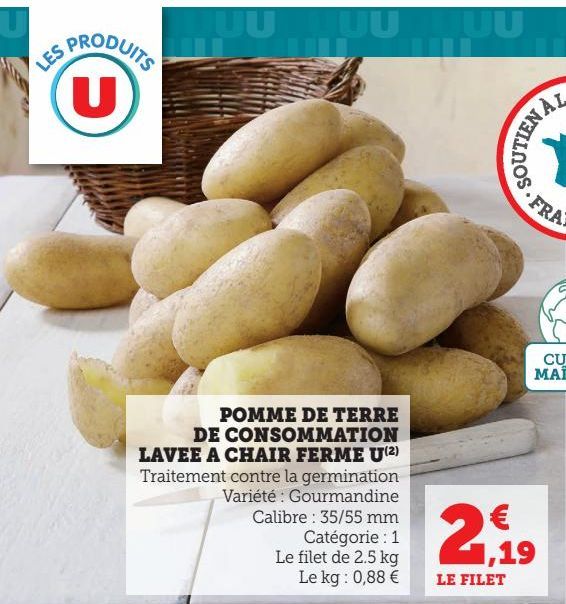 POMME DE TERRE DE CONSOMMATION LAVEE A CHAIR FERME U(2)