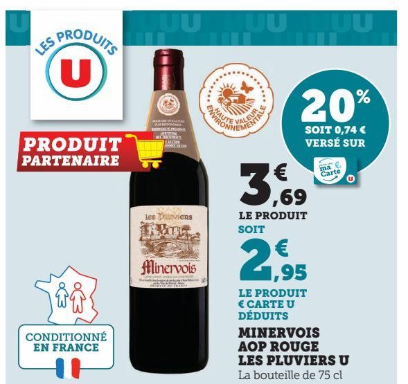 MINERVOIS AOP ROUGE LES PLUVIERS U