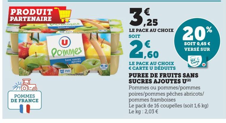 PUREE DE FRUITS SANS SUCRES AJOUTES U(2)
