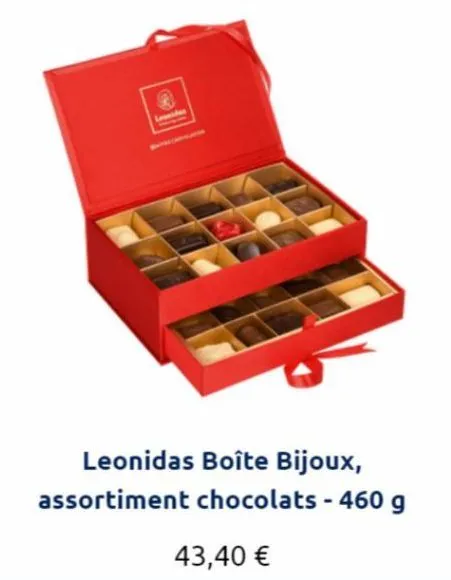 q  leonidas boîte bijoux, assortiment chocolats - 460 g  43,40 €  
