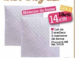 1499  I Lot de 2 oreillers à memoire de forme Depart0,10€ R 157278 