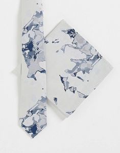 Noak - Ensemble cravate fine et pochette à motif aquarelle abstrait en jacquard offre à 6,5€ sur Asos