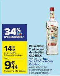 rhum blanc Old Nick