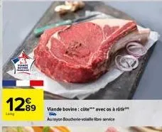 12⁹9  lang  viande bovine: cote avec sà autatyon boucherie-valere service 