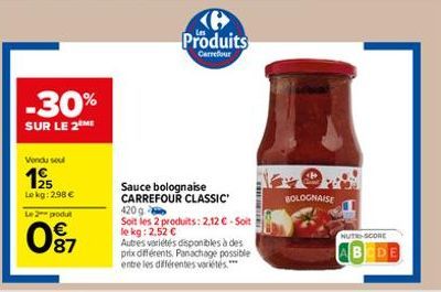 sauce bolognaise Carrefour