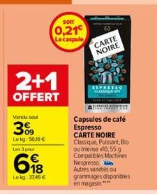 capsules de café Carte noire