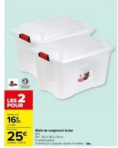 les 2  pour  vindue  16%  lank les p  25€  50  malle de rangement locker 601  365x38,5x58cm  epo  se teme par 2pagnées d 