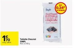 1⁹0  Lokg: 340 €  Tablette Chocolat SIMPL Nox, 5x100 g  Simpto Ord KATE Chocolate crujiente  ROCCAN  SOFT  0,34€ 