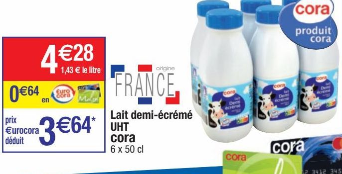 lait demi-écrémé Cora