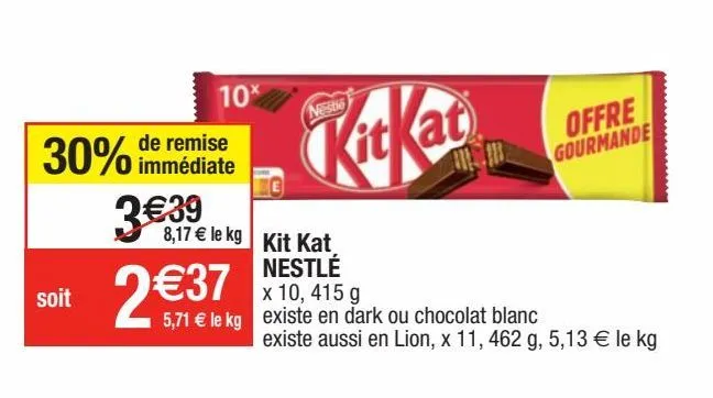 barres de chocolat kit kat
