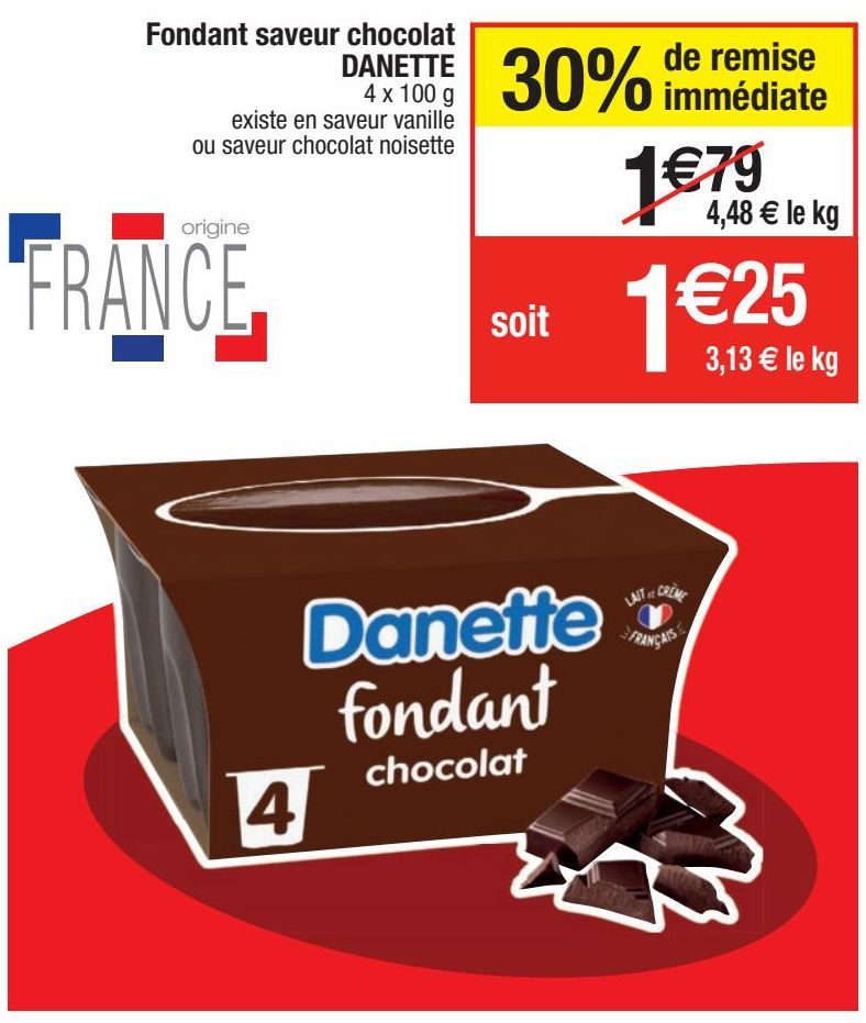 fondant au chocolat Danette