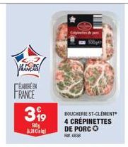 ALGERS  BABORE EN  FRANCE  399  500 38  Colpite  BOUCHERIE ST-CLEMENT  4 CRÉPINETTES DE PORC Ⓒ  Ra 