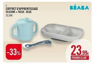 COFFRET D'APPRENTISSAGE SILICONE+TASSE-BLUE  35,99€  -33%  BEABA  23,99€  PROMO CLUB 