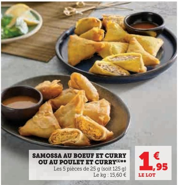 SAMOSSA AU BOEUF ET CURRY OU AU POULET ET CURRY