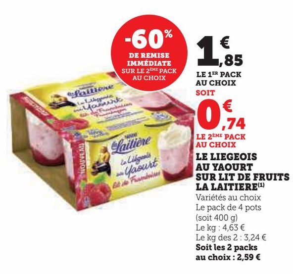 LE LIEGEOIS AU YAOURT SUR LIT DE FRUITS LA LAITIERE