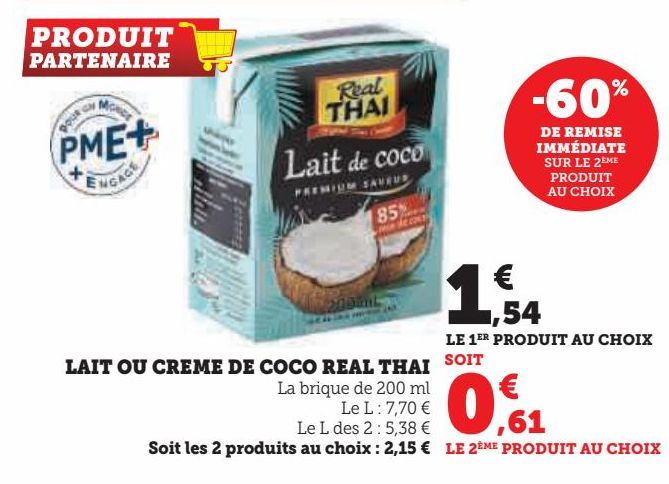 LAIT OU CREME DE COCO REAL THAI