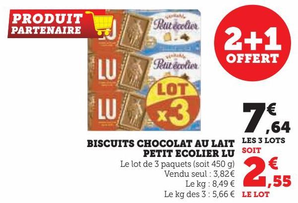 BISCUITS CHOCOLAT AU LAIT PETIT ECOLIER LU