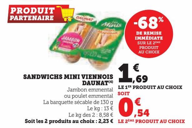 SANDWICHS MINI VIENNOIS DAUNAT(