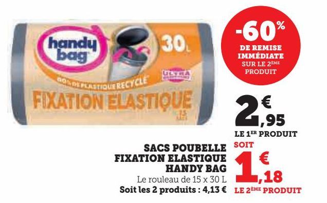 SACS POUBELLE FIXATION ELASTIQUE HANDY BAG