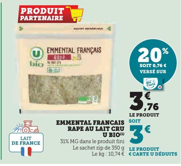 EMMENTAL FRANCAIS RAPE AU LAIT CRU U BIO(1)