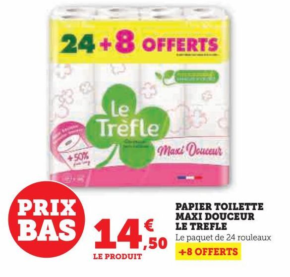 PAPIER TOILETTE MAXI DOUCEUR LE TREFLE