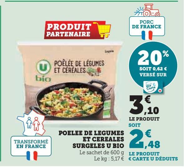 POELEE DE LEGUMES ET CEREALES SURGELES U BIO